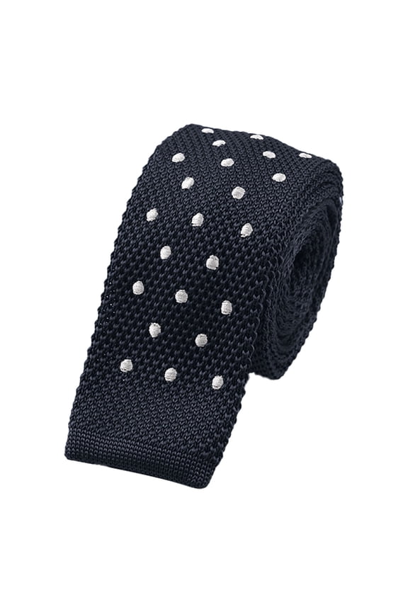 Men's Knit Wool Slim Tie Polka Dot Pattern Necktie For Business Casual Wedding Party Formal Occasions