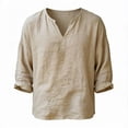 thumbnail image 1 of CAIVO Men's Lightweight T-Shirts Solid Color Breathable Long Sleeve V Neck Fathers Day Tee Casual Relaxed Fit Summer Tops For Male Daily Wear, 1 of 3