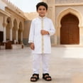 thumbnail image 1 of CAIVO Outfit Sets Boys Teenage Boys Long Sleeve Robe Suit Ational Embroidered Robe Suit Arab Child's Wear Out Wear Relaxed Fit Clothes Sets, 1 of 5