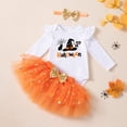 thumbnail image 1 of CAIVO Outfit Sets Halloween Pumpkin Witch Print Baby Long Sleeve O-Neck Romper For Girls Comfortable Orange Pumpkin Bodysuit Clothing Set, 1 of 5