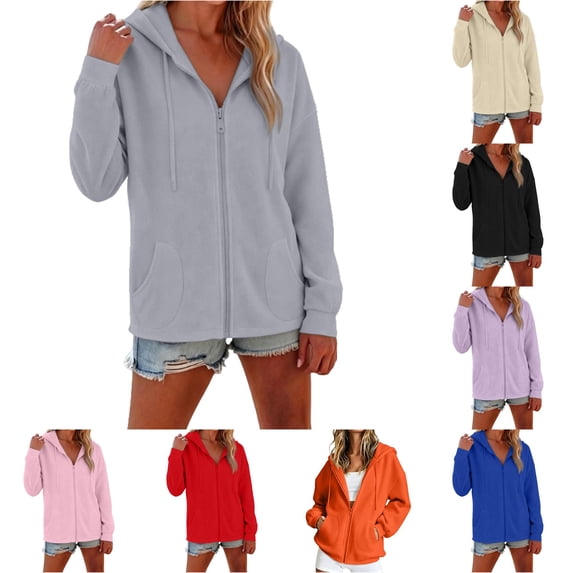 CAIVO Oversized Sweatshirt For Women Zip Up Hoodies Long Sleeve Fit Hooded Sweatshirts 2026 Casual Lightweight Jacket Tops With Pockets