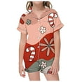 thumbnail image 1 of CAIVO Pajama Sets Children Christmas Print Lapel Short Sleeve Button Down Shirt With Shorts 2 Piece Pjs, 1 of 4