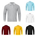 thumbnail image 1 of CAIVO Polo Shirts For Men Long Sleeve Lapel Shirt Casual Holiday Shirts Solid Color Classic Fit Golf Tops For Vacation , L, 1 of 3