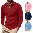 thumbnail image 1 of CAIVO Polo Shirts For Men Long Sleeve Solid Color Lapel Shirt Casual Holiday Shirts Classic Fit Golf Tops For Business , XXXL, 1 of 3