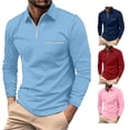 thumbnail image 1 of CAIVO Polo Shirts For Men Long Sleeve Solid Color Lapel Shirt Casual Holiday Shirts Classic Fit Golf Tops Stretchy , S, 1 of 5