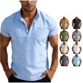 thumbnail image 1 of CAIVO Polo Shirts Men Button Up Short Sleeve Shirts Fashion Casual Business Work With Pocket Lapel Solid Color Classic Fit Golf Tops Stretchy , M, 1 of 6