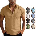 thumbnail image 1 of CAIVO Polo Shirts Men Button Up Short Sleeve Shirts Fashion Casual Business Work With Pocket Lapel Solid Color Classic Fit Golf Tops Stretchy , XXXXL, 1 of 6