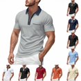 thumbnail image 1 of CAIVO Polo Shirts For Men Shirts Short Sleeve Zipper Down Collar Gradient Dressy Casual Business Work Summer Lapel Classic Fit Golf Tops For Business , XXXL, 1 of 9