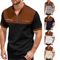 thumbnail image 1 of CAIVO Polo Shirts For Men Stylish Color Plaid Short Sleeve Shirt With Half Zip Stand Collar And Zippered Pocket Lapel Classic Fit Golf Tops Stretchy , M, 1 of 4