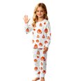 thumbnail image 1 of CAIVO Pumpkin Printed Halloween 2 Piece Pajama Set Girls, Round Neck Long Sleeve Shirt With Matching Jogger Trousers, Kids Holiday Nightwear Loungewear, 1 of 4