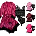 thumbnail image 1 of CAIVO Silk Pajamas For Women Set 4 Piece Satin Sleepwear Classic Button Down Short Sleeve Tops Pj Set Cute Loungewear Breathable Homewear, 1 of 6