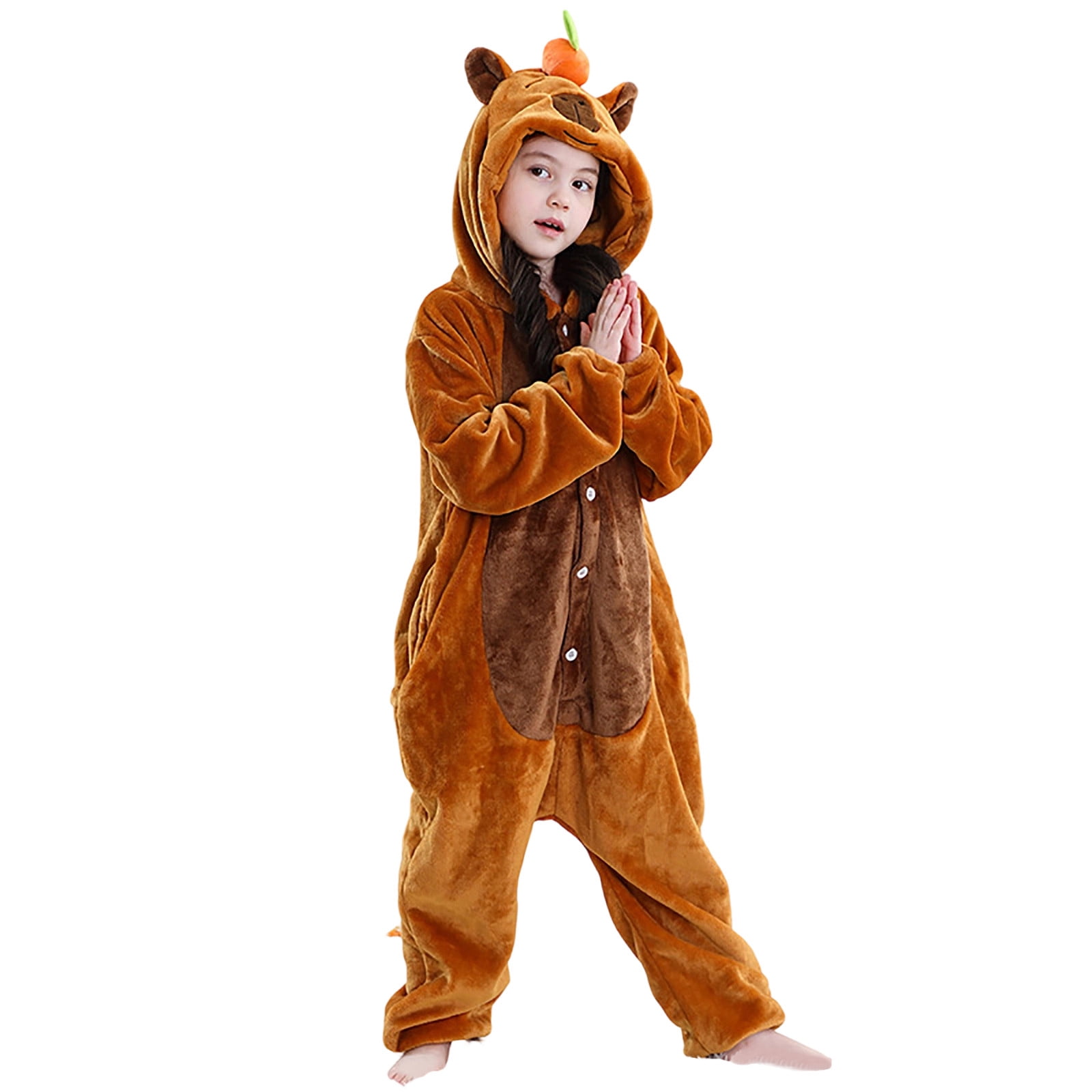 CAIVO Soft Cozy Boys Girls Jumpsuits Romper Cute 3D Cartoon Toddler Home Onesie For Kids Comfortable Fashion Leisure Wear Fashionable Bodysuits Long Sleeve Hood One-Pieces