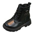 thumbnail image 1 of CAIVO Stylish Girls Ankle Boots Fashion Leather Casual Winter Footwear Toddler Youth Kids Trendy Shoes Solid Color Footwear, 1 of 5