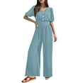 thumbnail image 1 of CAIVO Stylish Women Jumpsuit Onesie Casual Wear Slim Fit With Waist Cinching Versatile Design For Summer Autumn Solid Color Comfort Dailywear, 1 of 7