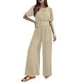 thumbnail image 1 of CAIVO Stylish Women Jumpsuit Onesie Casual Wear Slim Fit With Waist Cinching Versatile Design For Summer Autumn Solid Color Versatile Dailywear, 1 of 6