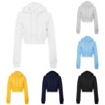 thumbnail image 1 of CAIVO Sweatshirts Women Cropped Zip Up Hoodie Soft Lightweight Adjustable Drawstring Ribbed Hem Solid Color Long Sleeve Y2K Hooded Jacket Casual Streetwear Outerwear Holiday Tops, 1 of 4