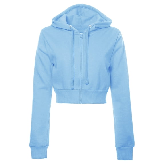 CAIVO Sweatshirts Women Cropped Zip Up Hoodie Soft Lightweight Adjustable Drawstring Ribbed Hem Solid Color Long Sleeve Y2K Hooded Jacket Casual Streetwear Outerwear Breathable Tops