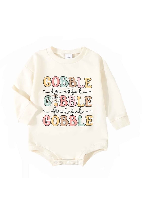 And Toddler Boys Girls Long Sleeve Thanksgiving Letter Printing Pullover O-Neck Romper Sweatshirt Bodysuits One-Pieces Onesie Cozy Child Daily Wear