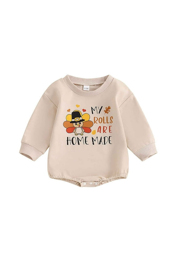 And Toddler Boys Girls Long Sleeve Turkey Embroidery Printing Pullover O-Neck Romper Sweatshirt Bodysuits One-Pieces Onesie Classic Child Daily Wear