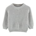 thumbnail image 1 of CAIVO Toddler Kids Baby Girl Boy Crewneck Long Sleeve Solid Color Sweater For Knitted Sweater Autumn Winter Warm Pullover Tops Coats Jacket Cozy Child Daily Wear, 1 of 5