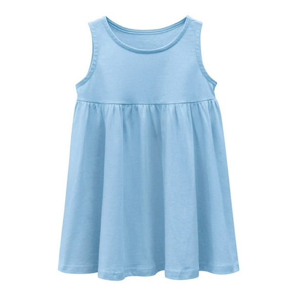 CAIVO Toddler Kids Baby Girls Sleeveless Casual A-Line Twirly Skater Dress For School Party Princess Dresses Cute Child Daily Wear