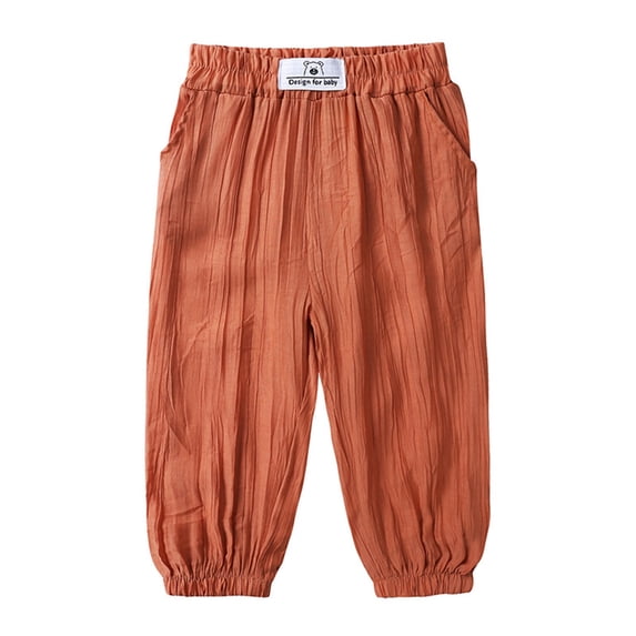 CAIVO Toddler Kids Boy Girl Casual Basic Plain Soft Trousers Baby Summer Fall Comfy Linen Pants Cozy Child Daily Wear