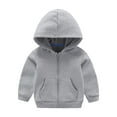 thumbnail image 1 of CAIVO Toddler Kids Girls Boys Drawstring Hooded Comfortable Tops Loose Long Sleeve Blouse Soild With Pocket Sweatshirt Coats Trendy Jackets, 1 of 4