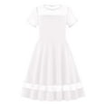 thumbnail image 1 of CAIVO Trendy Girls Dresses Fly Sleeve O-Neck For Everyday Casual Wear Classic Round Neck Mesh Dress Summer Fall Versatile Relaxed Fit Toddler Child Daily Wear, 1 of 2