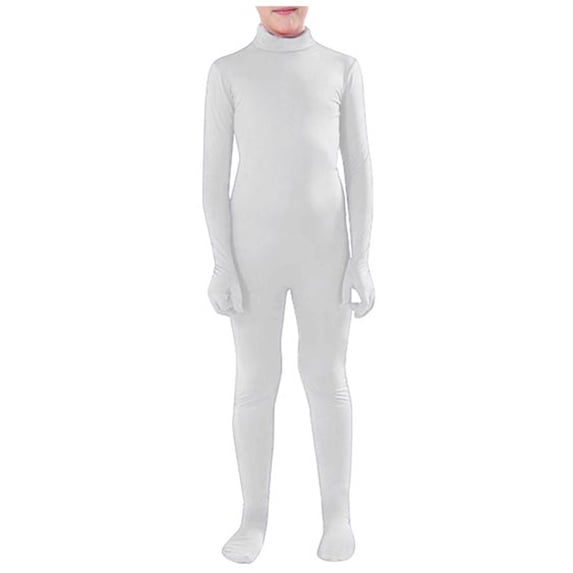 CAIVO Turtleneck Full Coverage Unitard for Kids, Long Sleeve Footed Stretch Zentai Bodysuit, Breathable Child Base Layer Suit for Carnival Halloween Party