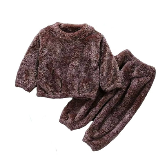 CAIVO Winter Flannel Coats Tops Pants Kids Boys Girls Cozy Two Piece Outfit Sets Long Sleeve Tops And Pants Soft Thermal Outfit Sets Toddler Children Indoor Outdoor Daily Wear 5-6 Years