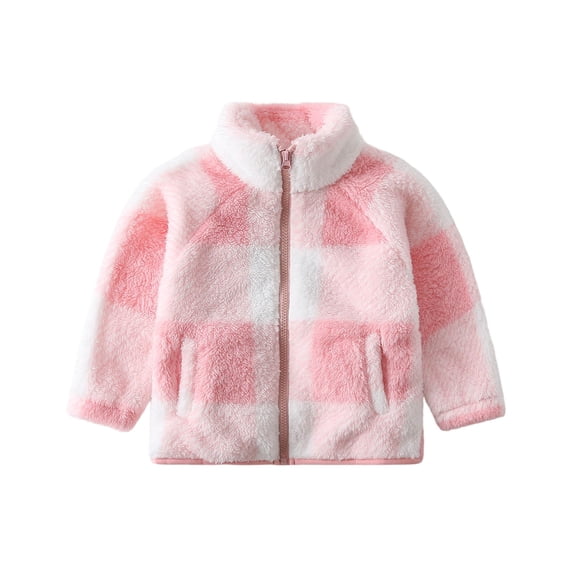 CAIVO Winter Toddler Kids Cow Print Jacket Warm Soft Stand Collar Full Zip Side Pockets Long Sleeve Coat Casual Fall Winter Outerwear
