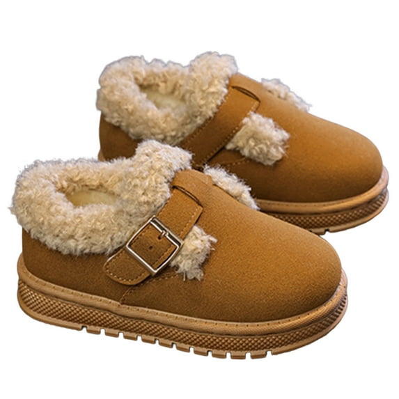 CAIVO Winter Warm Fuzzy Boots Girls Kids Outdoor Comfortable Soft Sole Casual Fashion Toddler Lightweight Solid Color Footwear Classic Child Shoes