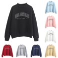 thumbnail image 1 of CAIVO Women Autumn Winter Crew Neck Letter Prints Long Sleeve Pullover Sweatshirt Breathable Stretch Fall Tops, 1 of 4