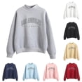 thumbnail image 1 of CAIVO Women Autumn Winter Crew Neck Letter Prints Long Sleeve Pullover Sweatshirt Breathable Stretch Fall Tops, 1 of 4