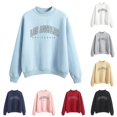 thumbnail image 1 of CAIVO Women Autumn Winter Crew Neck Letter Prints Long Sleeve Pullover Sweatshirt Holiday Fall Tops, 1 of 4