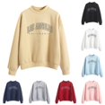 thumbnail image 1 of CAIVO Women Autumn Winter Crew Neck Letter Prints Long Sleeve Pullover Sweatshirt Relaxed Fit Fall Tops, 1 of 4
