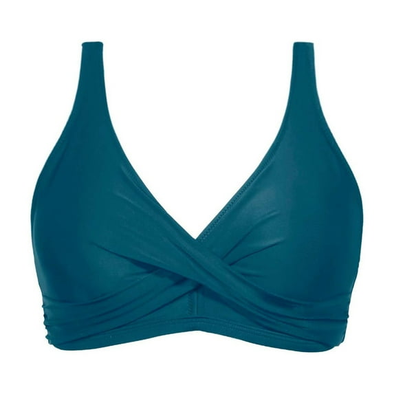 CAIVO Women Back Stainless Steel Hooks Swimwear Tops Underwire Full Coverage Bikini Top Push Up Swim Crop Top Tie Back Bathing Suit Tops Breathable Beach Vacation Summer Swim Wear