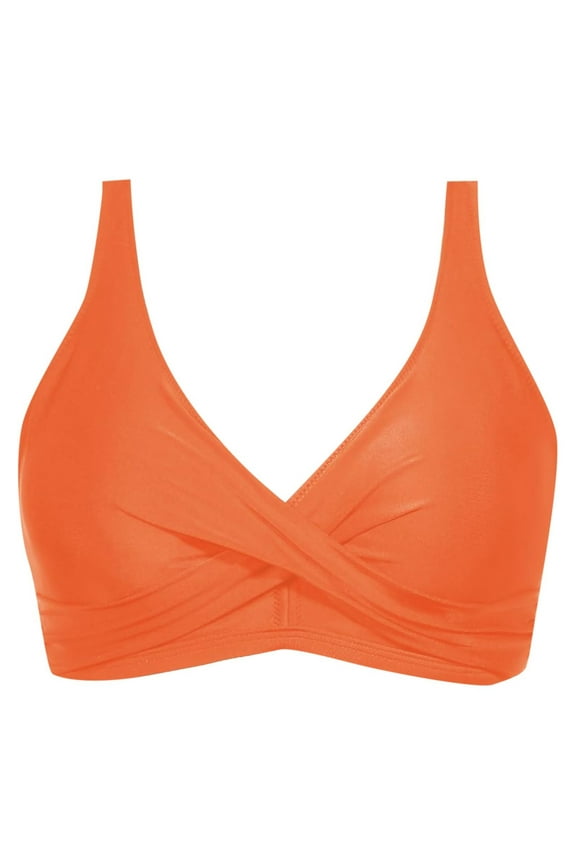 Women Back Stainless Steel Hooks Swimwear Tops Underwire Full Coverage Bikini Top Push Up Swim Crop Top Tie Back Bathing Suit Tops Hawaii Beach Vacation Summer Swim Wear