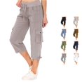 thumbnail image 1 of CAIVO Women Capris Pants Summer Solid Color Loose Drawstring Slacks Pocket Cargo Pants Calf Length Leisure Bottoms, 1 of 7