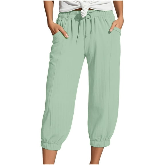 CAIVO Women Fashion Straight Leg Casual Pants High Waist Sports Loose Trousers Solid Color Comfort Dailywear