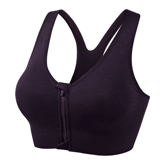 CAIVO Women Front Zip Sports Bra High Workout Yoga Running Tops Breathable Supportive Seamless Comfort Fitness Activewear Solid Color Cozy Brassiere