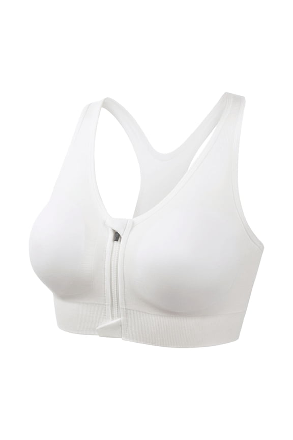 Women Front Zip Sports Bra High Workout Yoga Running Tops Breathable Supportive Seamless Comfort Fitness Activewear Solid Color Soft Brassiere