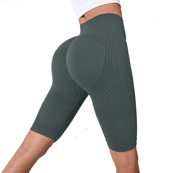 CAIVO Women High Waist Seamless Yoga Shorts Workout Shorts For Women Peach Lifting Fitness Running Gym Athletic Shorts Solid Color Stylish Dailywear