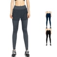 thumbnail image 1 of CAIVO Women High Waist Workout Leggings With Pockets For Seamless Yoga Running Athletic Pants Two Layer Design Comfort Stretch Fabric Solid Color Fitness Trousers , Grey, 1 of 6