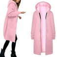 thumbnail image 1 of CAIVO Women Jackets Warm Hooded Zip Up Coats Soft Casual Outerwear Lightweight Comfortable Winter Fashion Tops Solid Color Soft Dailywear, 1 of 8