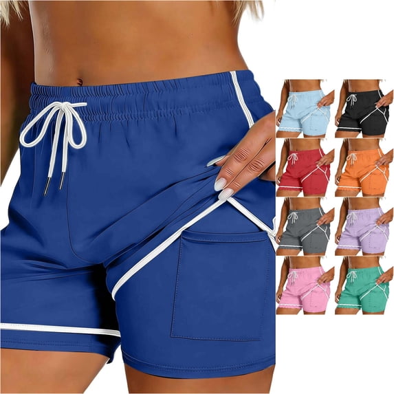 CAIVO Women Lightweight Solid Color Shorts For Casual Athletic Shorts With Comfort And Everyday Wear Relaxed Fit Summer Outdoor Work Bottoms