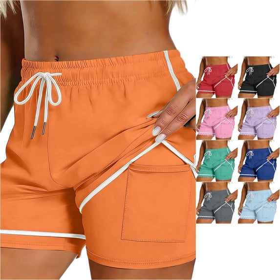 CAIVO Women Lightweight Solid Color Shorts For Casual Athletic Shorts With Comfort And Everyday Wear Workout Summer Outdoor Work Bottoms
