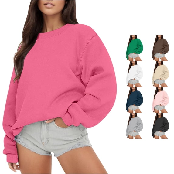 CAIVO Women Long Sleeve Sweatshirt Casual Crewneck Loose Fit Pollover Fall Tops Pullover Breathable Stretch Streetwear