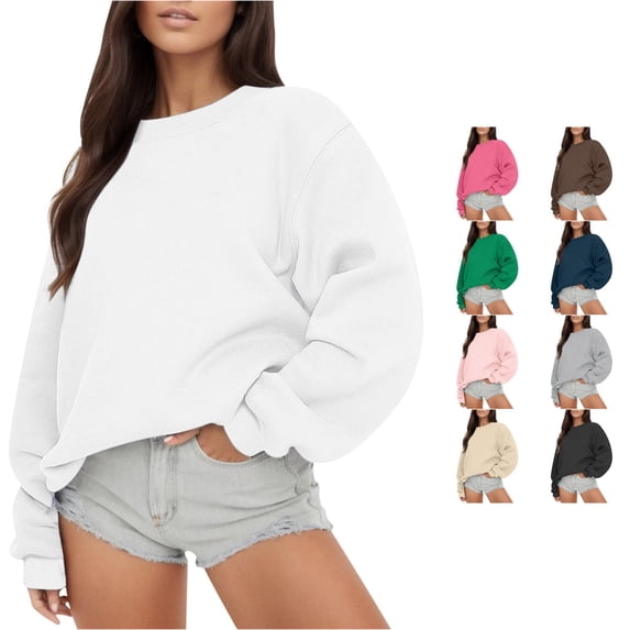 CAIVO Women Long Sleeve Sweatshirt Casual Crewneck Loose Fit Pollover Fall Tops Pullover Holiday Streetwear