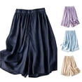 thumbnail image 1 of CAIVO Women Loose Wide Leg Capri Shorts High Waist Summer Casual Flowy Cropped Shorts Soft Lightweight Beach Short Relaxed Fit Outdoor Work Solid Color Bottoms, 1 of 3